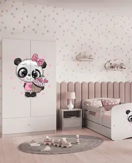 Dětské postýlky Kocot kids Dětská postel Babydreams panda bílá, varianta 70x140, bez šuplíků, s matrací