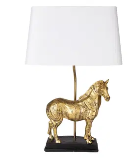 Lampy Stolní lampa se zlatou dekorací koně Horse golden - 35*18*55 cm E27/max 1*60W Clayre & Eef 5LMC0019