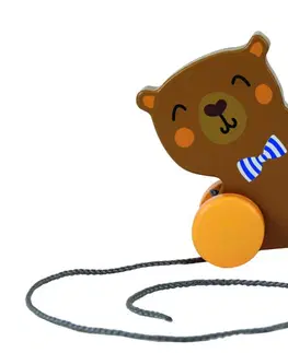 Hračky TREFL - Dřevěná hračka medvídek na provázku