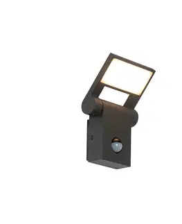 Venkovni nastenne svetlo Venkovní nástěnné svítidlo šedé včetně LED IP54 s pohybovým senzorem - Zane