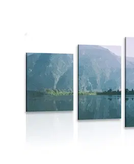 Obrazy přírody a krajiny 5-dílný obraz malovaná scenérie horského jezera