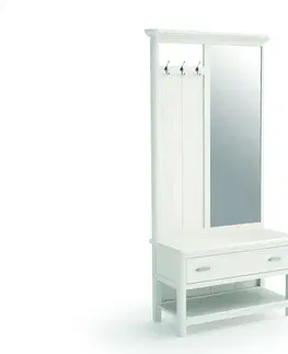 Stylové a luxusní chodbové sestavy Estila Luxusní chodbová sestava Cerdena z masivního dřeva se šuplíkem, poličkou a zrcadlem 197cm