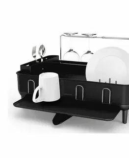Odkapávače nádobí Simplehuman Odkapávač nádobí s ocelových rámem na skleničky, černá