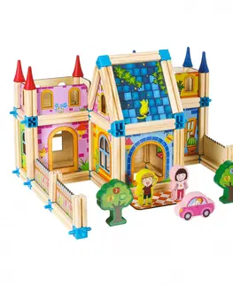 Dřevěné hračky Dřevěné stavební kostičky 6v1 House Ecotoys hnědé