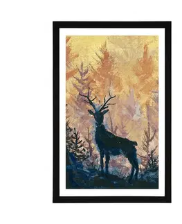 Zvířata Plakát s paspartou umělecká lesní malba