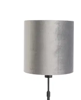 Stolni lampy Moderní stolní lampa černé látkové stínidlo šedé 25 cm nastavitelné - Parte