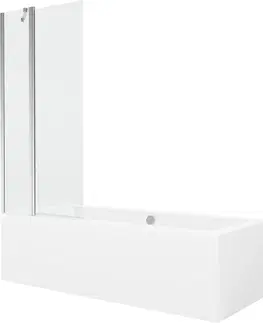 Vany MEXEN/S Cube obdélníková vana 180 x 80 cm s panelem + vanová zástěna 80 cm, transparent, chrom 550518080X9408110100
