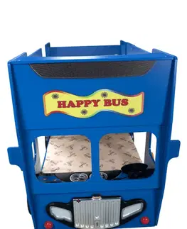 Postele Artplast Dětská patrová postel HAPPY BUS | modrá