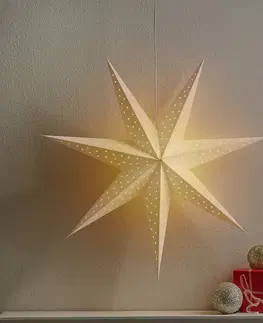 Vánoční světelná hvězda Markslöjd Hvězda Clara na zavěšení, sametový vzhled Ø 75 cm, bílá