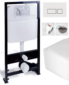 Záchody PRIM předstěnový instalační systém s bílým  tlačítkem  20/0042 + WC DEANTE Jasmin se sedátkem RIMLESS PRIM_20/0026 42 JA1