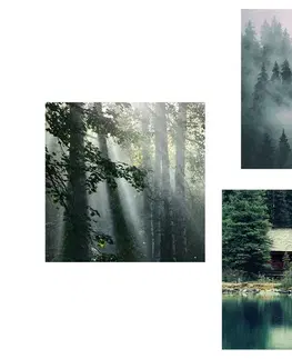 Sestavy obrazů Set obrazů chata v malebných horách