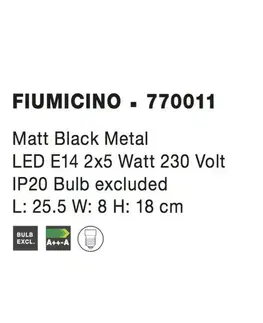 Industriální bodová svítidla NOVA LUCE bodové svítidlo FIUMICINO matný černý kov E14 2x5W 230V IP20 bez žárovky 770011