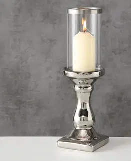 Svíčky DekorStyle Svícen MASERU se stínidlem 31 cm stříbrný