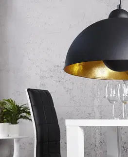 Luxusní designové závěsné lampy Estila Moderní elegantní závěsné svítidlo Studio černo-zlaté