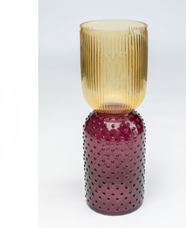 Skleněné vázy KARE Design Žluto-fialová skleněná váza Marvelous Duo 38cm