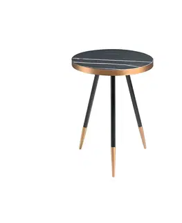 Luxusní a designové příruční stolky Estila Art-deco kulatý příruční stolek Forma Moderna černý mramor 56cm