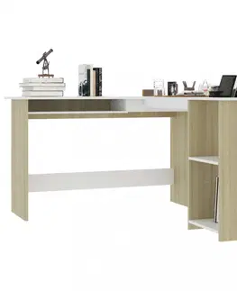 Pracovní stoly Rohový psací stůl 120x140 cm Dekorhome Bílá