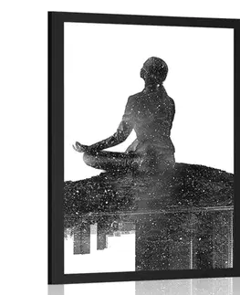 Černobílé Plakát meditace ženy v černobílém provedení