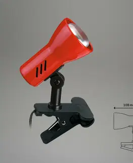Stolní lampy s klipem BRILONER Svítidlo se svorkou 11,5 cm 1x E14 40W červená BRI 2794-012P