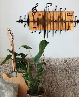 Bytové doplňky a dekorace Wallity Nástěnná dřevěná dekorace MUSIC hnědá/černá