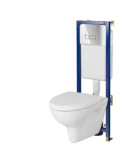 Záchody CERSANIT B620 modul LINE BASE, záv mísa PARVA CLEANON, dur, sedátko SMART, tlačítko CIRCLE, chrom lesk S701-642