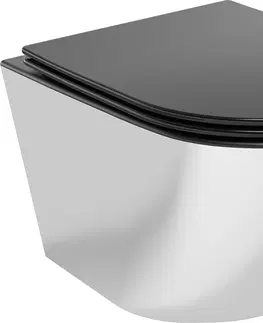 Záchody MEXEN Lena Závěsná WC mísa včetně sedátka s slow-slim, duroplast, černá mat / stríbrná 30224074