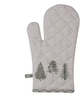 Chňapky Béžová bavlněná chňapka - rukavice se stromky Natural Pine Trees - 18*30 cm Clayre & Eef NPT44