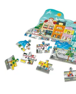 Hračky puzzle HAPE - Puzzle - Animované městečko v pohybu, 49 dílků