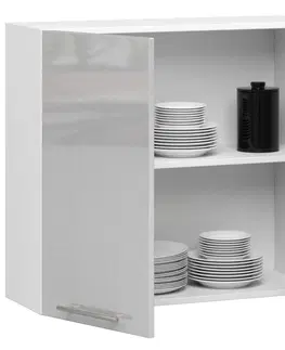 Kuchyňské dolní skříňky Ak furniture Závěsná kuchyňská skříňka Olivie W 80 cm bílá/metalický lesk