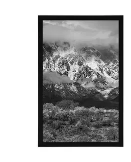 Černobílé Plakát jedinečná horská krajina