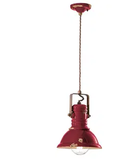 Závěsná světla Ferroluce Závěsné svítidlo C1691 v bordó průmyslovém designu