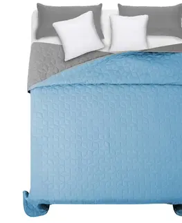 Jednobarevné přehozy na postel Oboustranné modro šedé přehozy na manželskou postel 200 x 220 cm