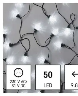 Vánoční řetězy a lamety EMOS LED vánoční řetěz Cone s programy 9,8 m studená bílá