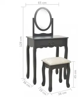 Noční stolky Toaletní stolek s taburetem Dekorhome Bílá