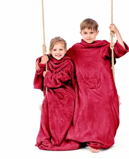 Dětské deky Decoking Deka s rukávy Lazy Kids červená, 90 x 105 cm
