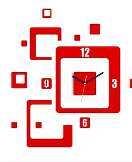 Nalepovací hodiny ModernClock 3D nalepovací hodiny Trio Quadrat červené
