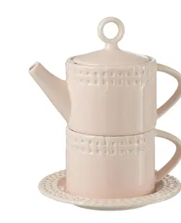 Džbány Růžový keramický Tea for One Hella Pastel Pink - 18*16*22 cm J-Line by Jolipa 34695