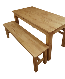 Jídelní sety Jídelní set PIMBOW stůl 140x70 cm + 2 lavice, masiv borovice