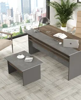 Kancelářské a psací stoly Set kancelářského nábytku VS6 hnědý šedý antracit