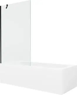 Vany MEXEN/S Vega obdélníková vana 150 x 70 cm s panelem + vanová zástěna 100 cm, transparent, černá 550115070X9510000070