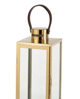Zahradní lampy Zlatá kovová lucerna Recin - 17*17*52cm J-Line by Jolipa 5179