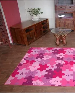 Koberce a koberečky Dywany Lusczow Dětský koberec PUZZLE fialový, velikost 100x150