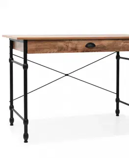 Pracovní stoly Psací stůl se zásuvkou dub / černá Dekorhome