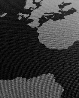 Obrazy mapy Obraz mapa světa v odstínech šedi
