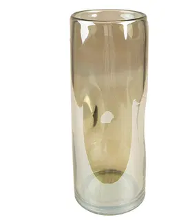Dekorativní vázy Hnědo-zelená ručně foukaná skleněná úzká váza - Ø 9*23 cm Clayre & Eef 6GL4095