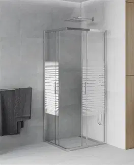Sprchové kouty MEXEN Rio sprchový kout čtverec 70x70 cm proužky, chrom 860-070-070-01-20