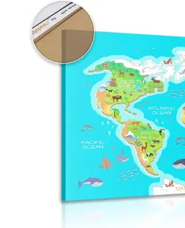 Obrazy na korku Obraz na korku zeměpisná mapa světa pro děti
