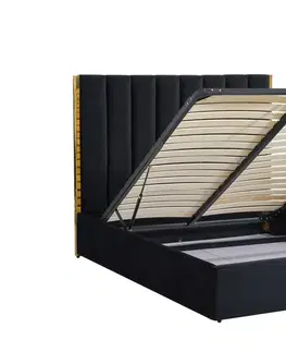 Postele HALMAR Dvoulůžková postel Palazzo 160 x 200 cm černo-zlatá