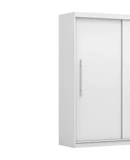 Šatní skříně Idzczak Meble Šatní skříň RICO II 204 cm bílá, varianta bez osvětlení