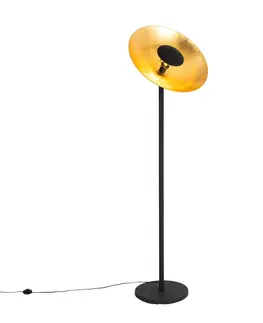 Stojaci lampy Industriální stojací lampa černá se zlatým vnitřkem 60 cm - Magnax